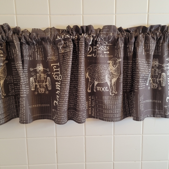 Farmhouse Window Valance Topper Professionally Sewn 13" × 53" - Picture 1 of 6